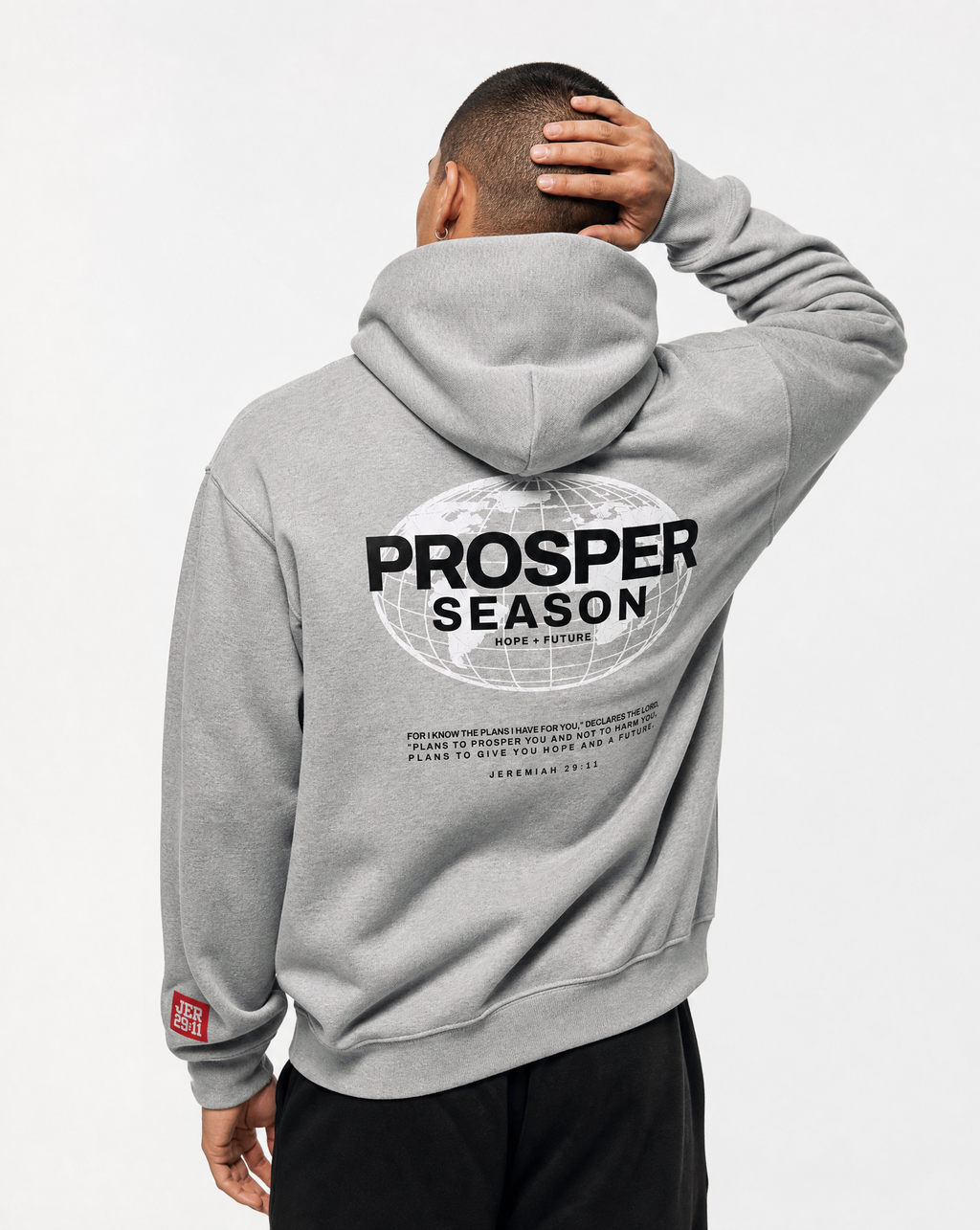 "PROSPER SEASON" Hoodie Athletic Grey given